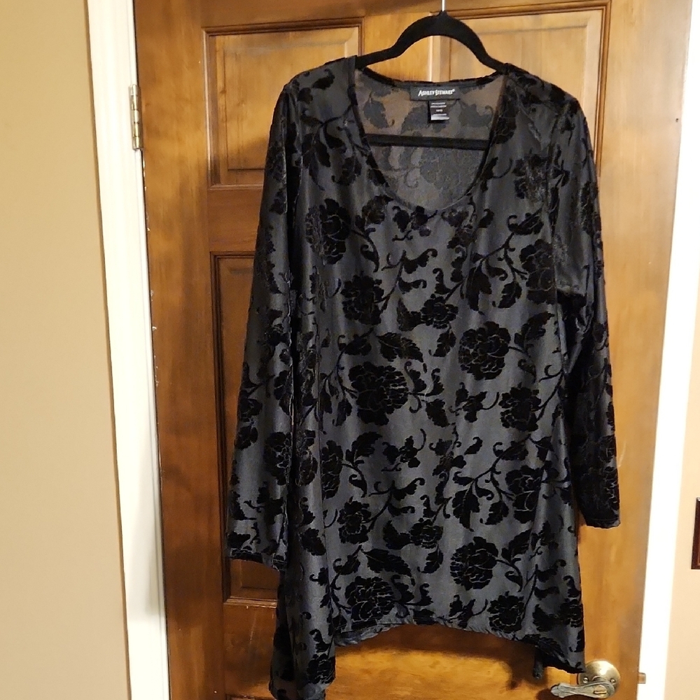 Ashley Stewart Black Sheer Tunic